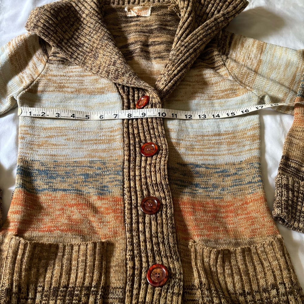 Fashion Import brown tones Colorblock Vintage Knit Cardigan Sweater Size M - Picture 7 of 8